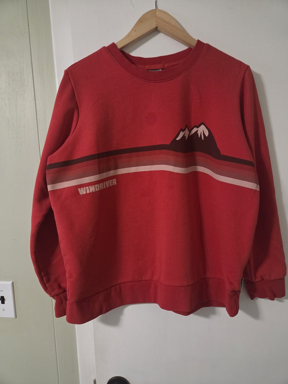 Windriver Red Crewneck Sweater with Mountain Stripe